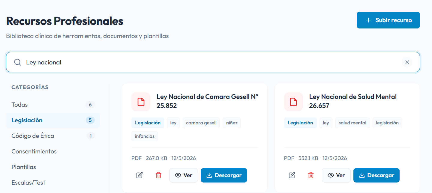 Biblioteca de recursos profesionales
