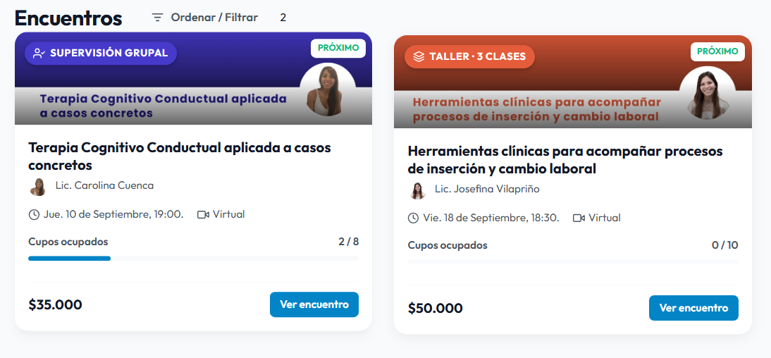 Supervisiones y encuentros grupales